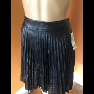Black pleated non-leather skirt